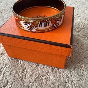 Hermes Orange and Gold Bangle